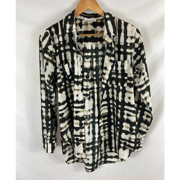 Calvin Klein Patterned Button Down Shirt Size XS - Picture 1 of 4